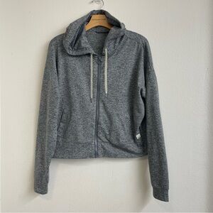 Vuori Hoodie Jackets Womens M-L? Gray Granite Cropped Full Zip Pockets Workout